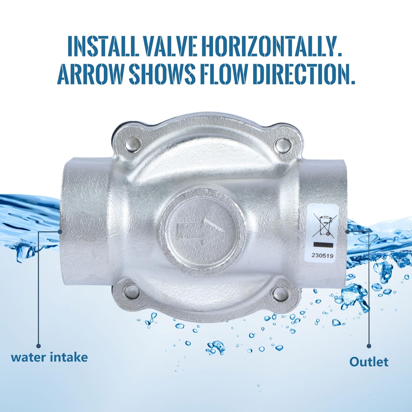 U.S. Solid 1" Stainless Steel Solenoid Valve - 24V DC, Normally Closed, 145 PSI Electric Valve for Water, Air, Diesel