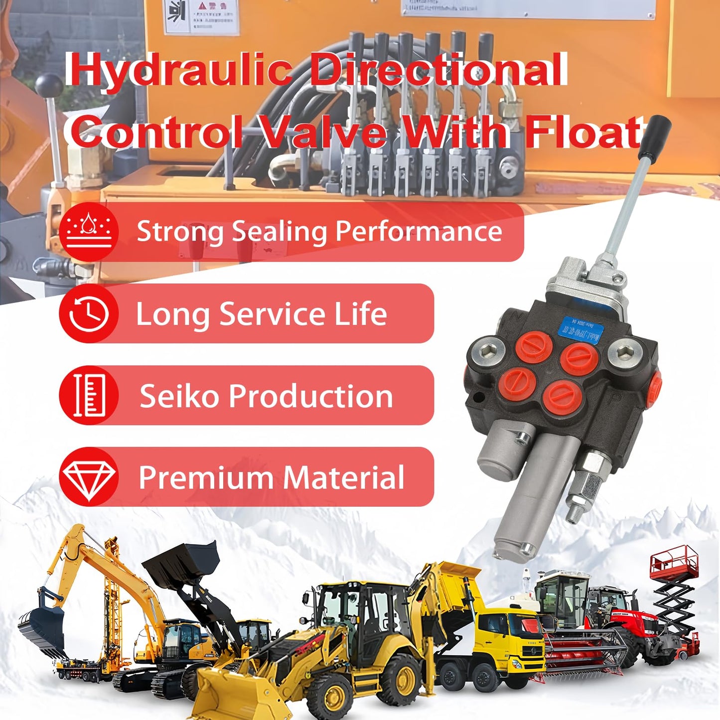 INPANOLS Hydraulic Control Valve with Joystick w/Float, 2 Spool 11GPM Hydraulic Directional Valve for Log Splitters, Tractors Loaders
