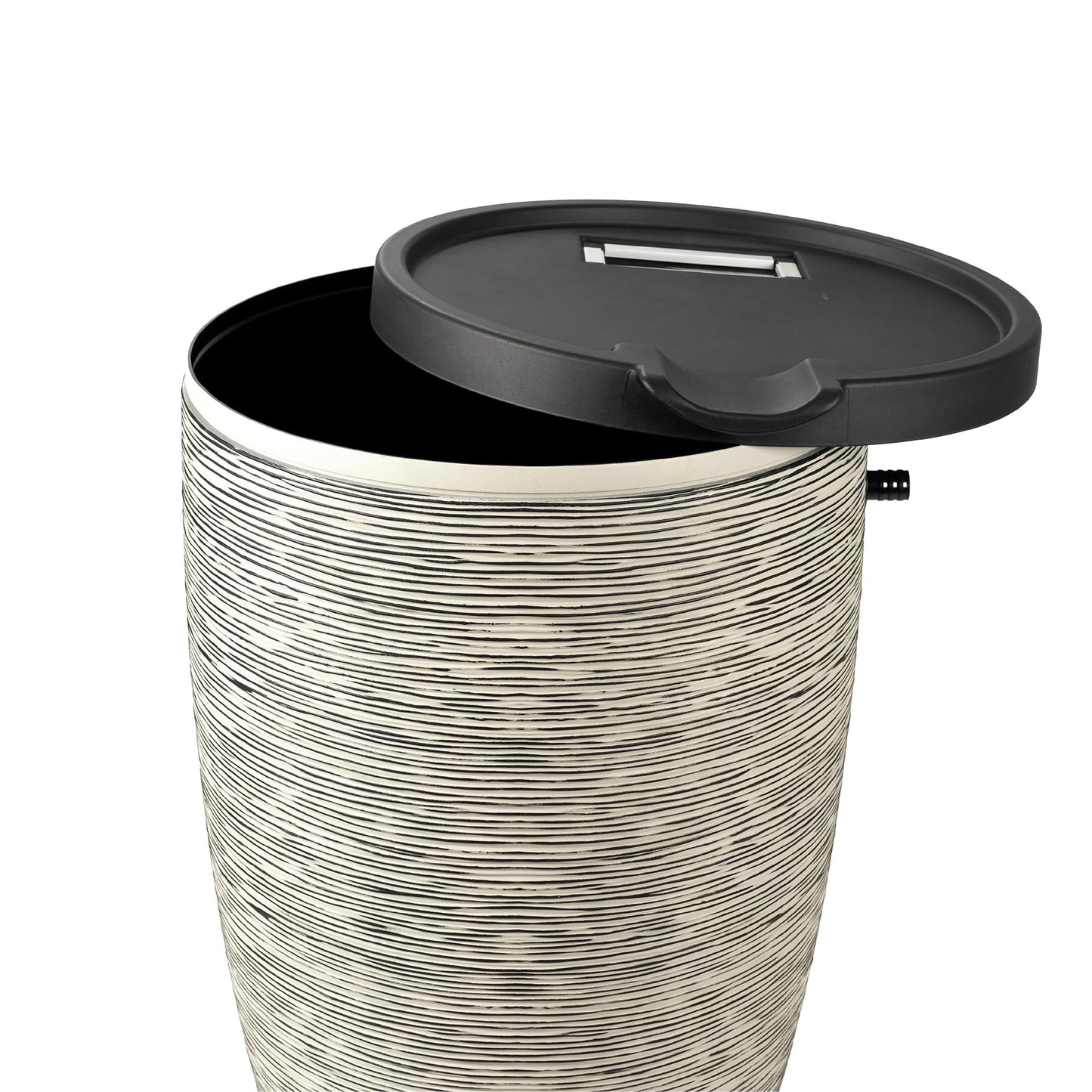 Newport 50‑Gallon Flat‑Back Rain Barrel with Stand & Planter Bundle – Slate | Removable Lid, UV-Stabilized Outdoor Water Storage