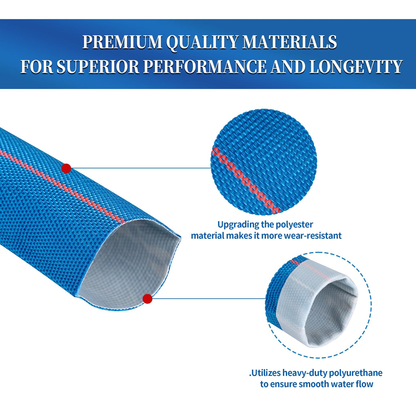 4" x 100ft Pool Backwash Hose Heavy Duty PVC Discharge Hose Lay-Flat Water Hose Fleaxible Reinforced Pump Drain Pipe for Water Transfer with 2 Clamps,Burst Resistant,No Leak