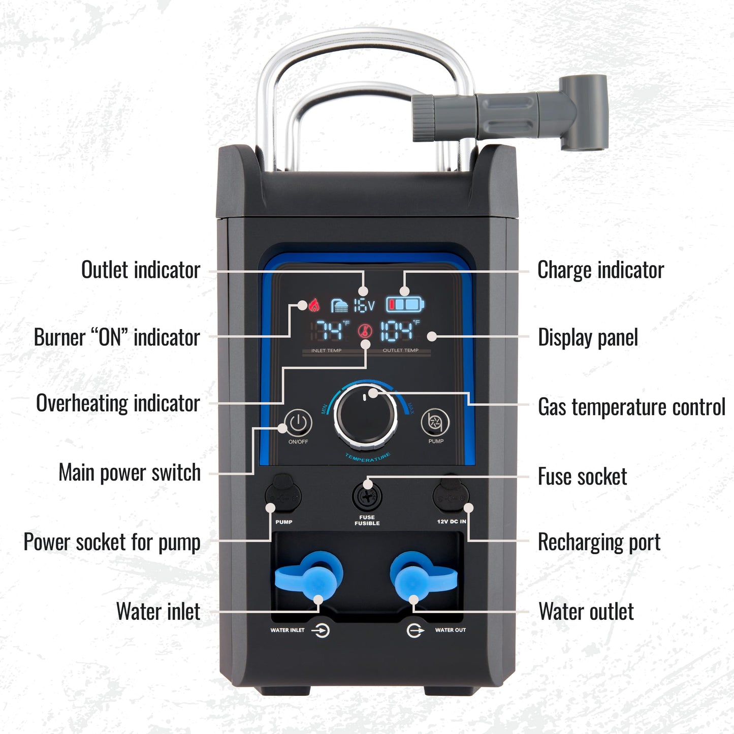 Hike Crew Propane Water Heater & Shower Pump | Rechargeable Portable Outdoor Water System w/Shower Head Attachment for Instant Hot Water While Camping, Hiking, Glamping & Vacationing
