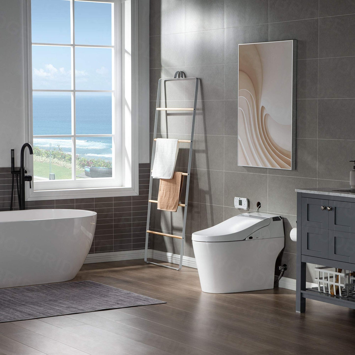 WOODBRIDGE B0960S Auto Flush, Auto Open & Auto Close, 1.28 GPF Single Flush Toilet with Intelligent Smart Seat and Wireless Remote Control, Chair Height