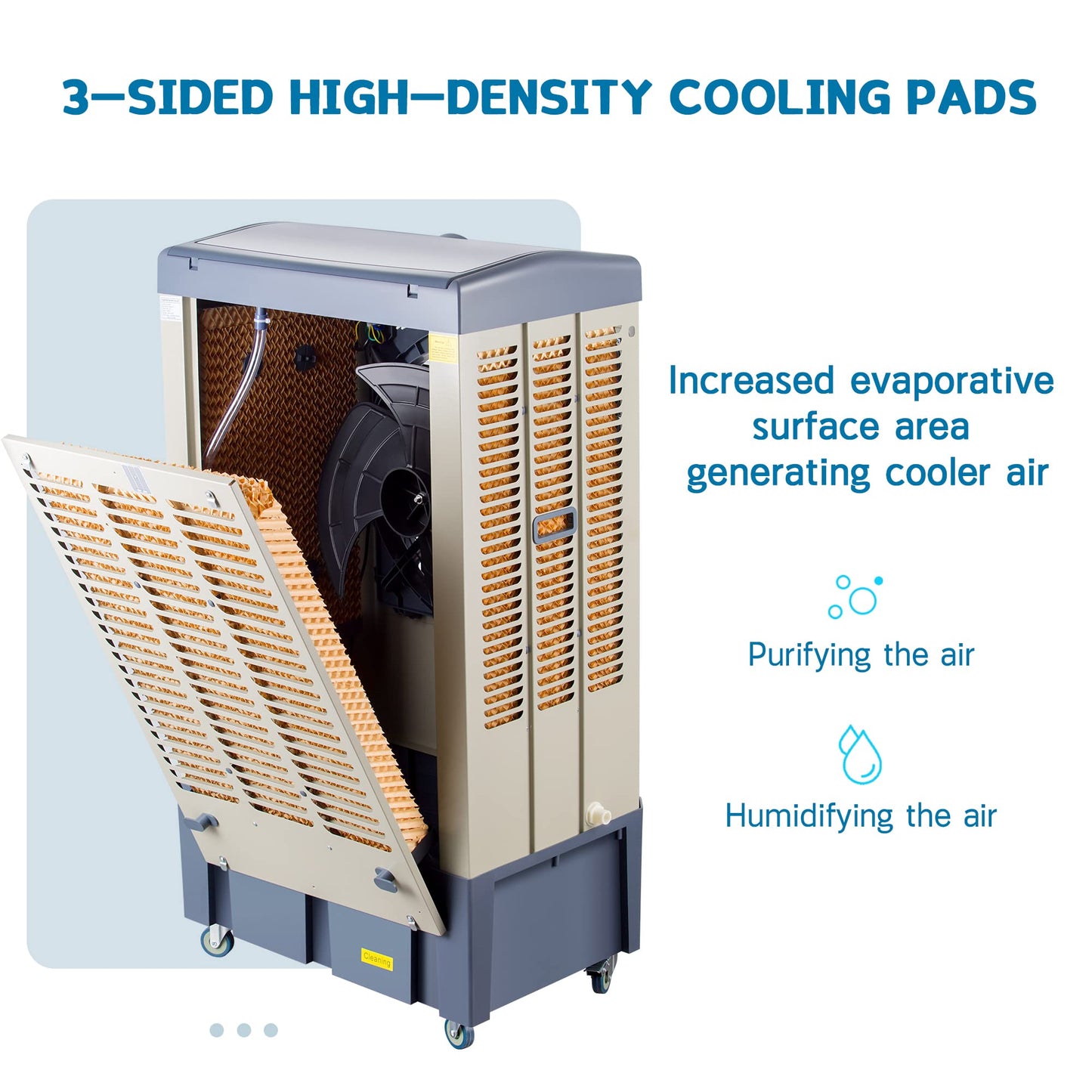 Uthfy 40" Swamp Cooler, 4800 CFM Evaporative Air Cooler with 10.6 Gallon Water Tank, Portable Outdoor Air Conditioner with 3 Ice Pack, 110° Oscillation, 3 Speed for Garage, Yard, Commercial Use