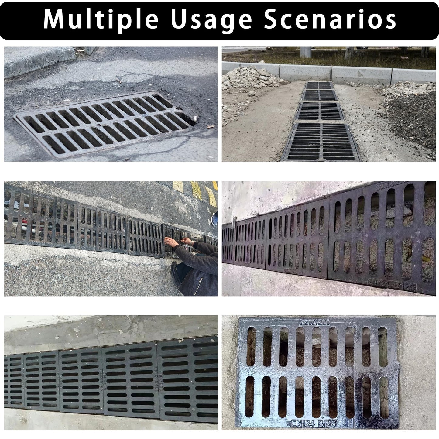 apgbwj Cast Iron Drain Grate, 28"X28" Outdoor Drain Cover,Heavy Duty Metal Sewer Drain Cover,Black Square Drain Grate for Concrete Floor (True Size 27.2”x27.2”)