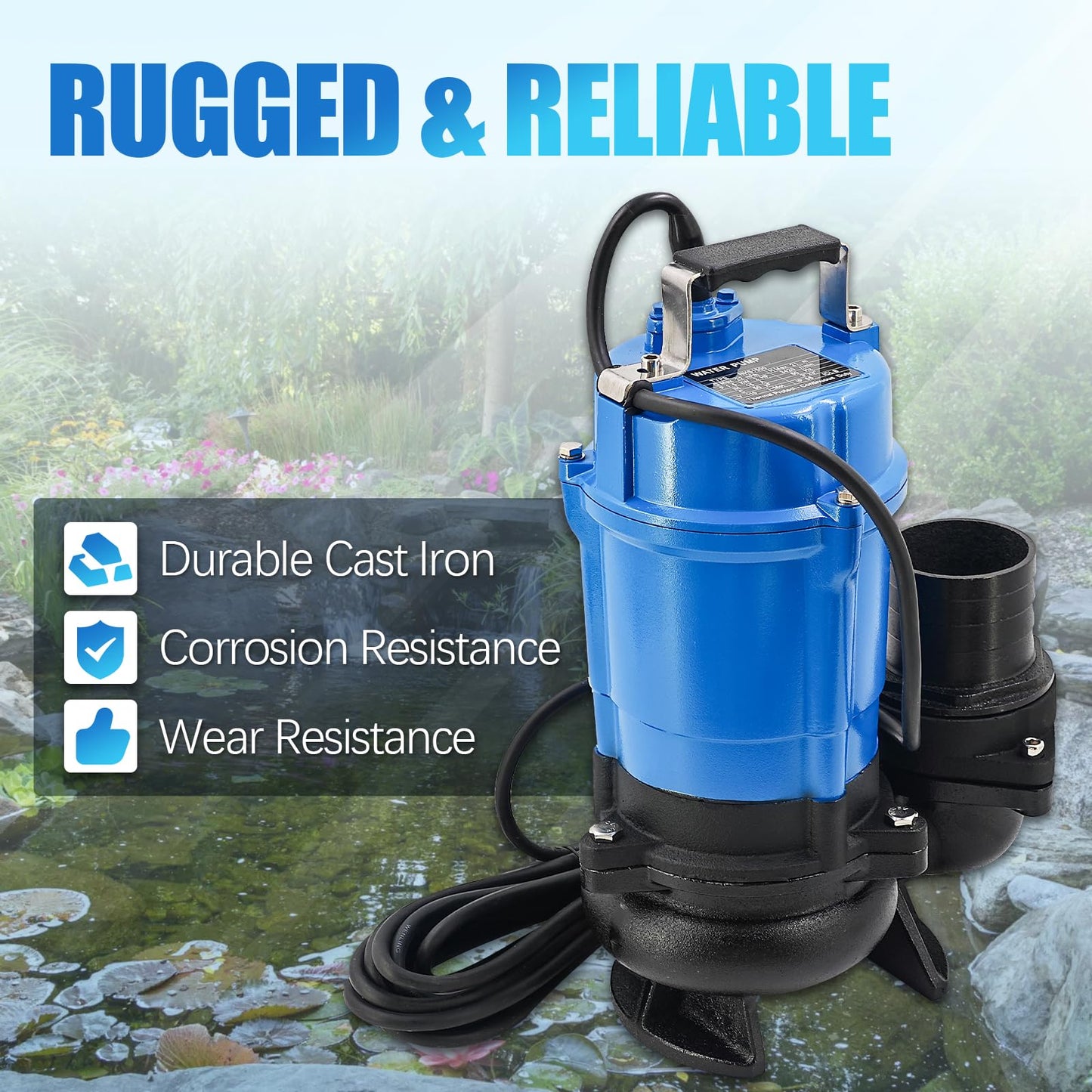 NK2-15 2 HP 110 V 3 in Discharge Electric Submersible Pump Replacement for NK2-15 Sewage Effluent Dewatering Pump Single Phase 110 GPM / 6600 GPH 3420 RPM