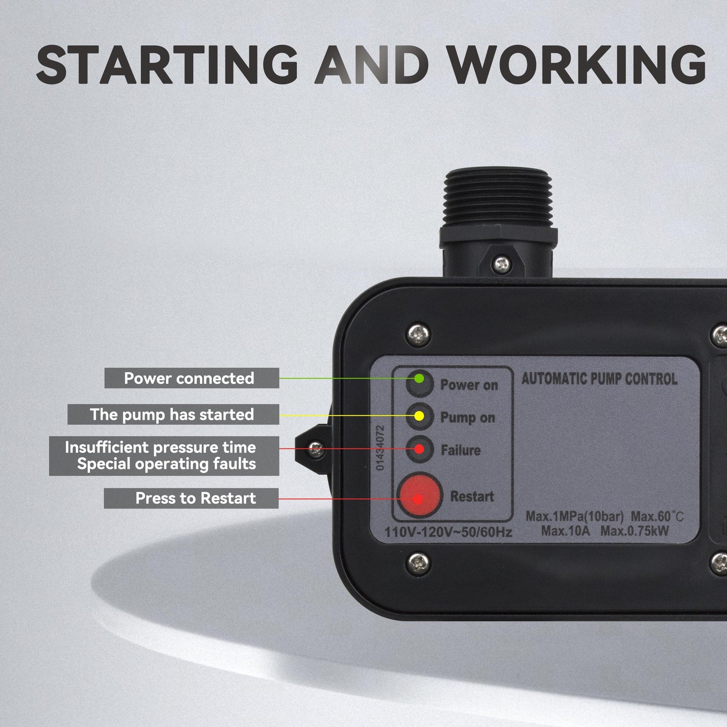 BACOENG Auto ON/OFF Stainless Steel Water Pressure Booster Pump w/Smart Controller for Tankless Water Supply Pressurization