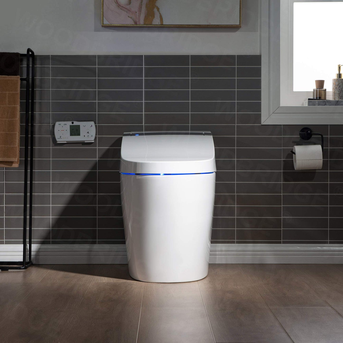 WOODBRIDGE B0960S Auto Flush, Auto Open & Auto Close, 1.28 GPF Single Flush Toilet with Intelligent Smart Seat and Wireless Remote Control, Chair Height