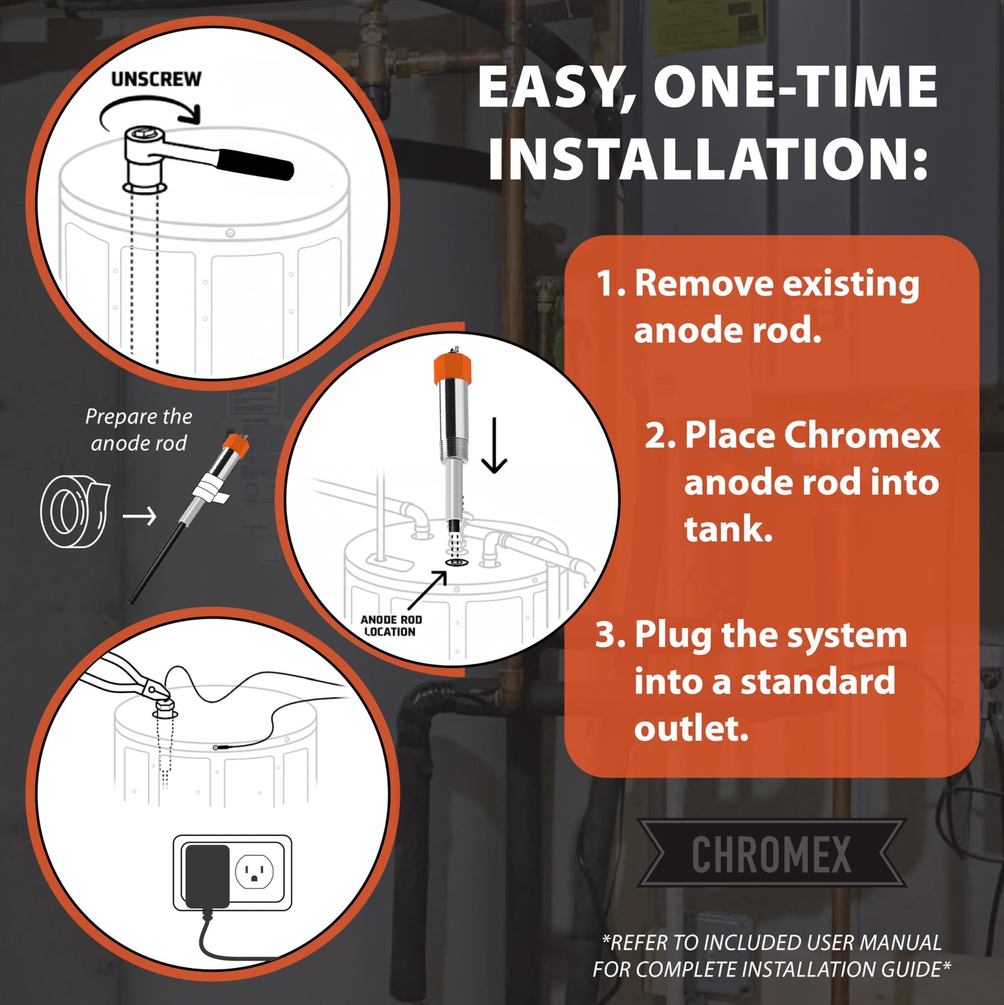 Powered Titanium Anode Rod Kit for Water Heater 40-89 Gallon with Flush and Descale Maintenance Kit, Not for Bradford White, Replace your Anode Rod and Flush your System Remove Scale and Sediment