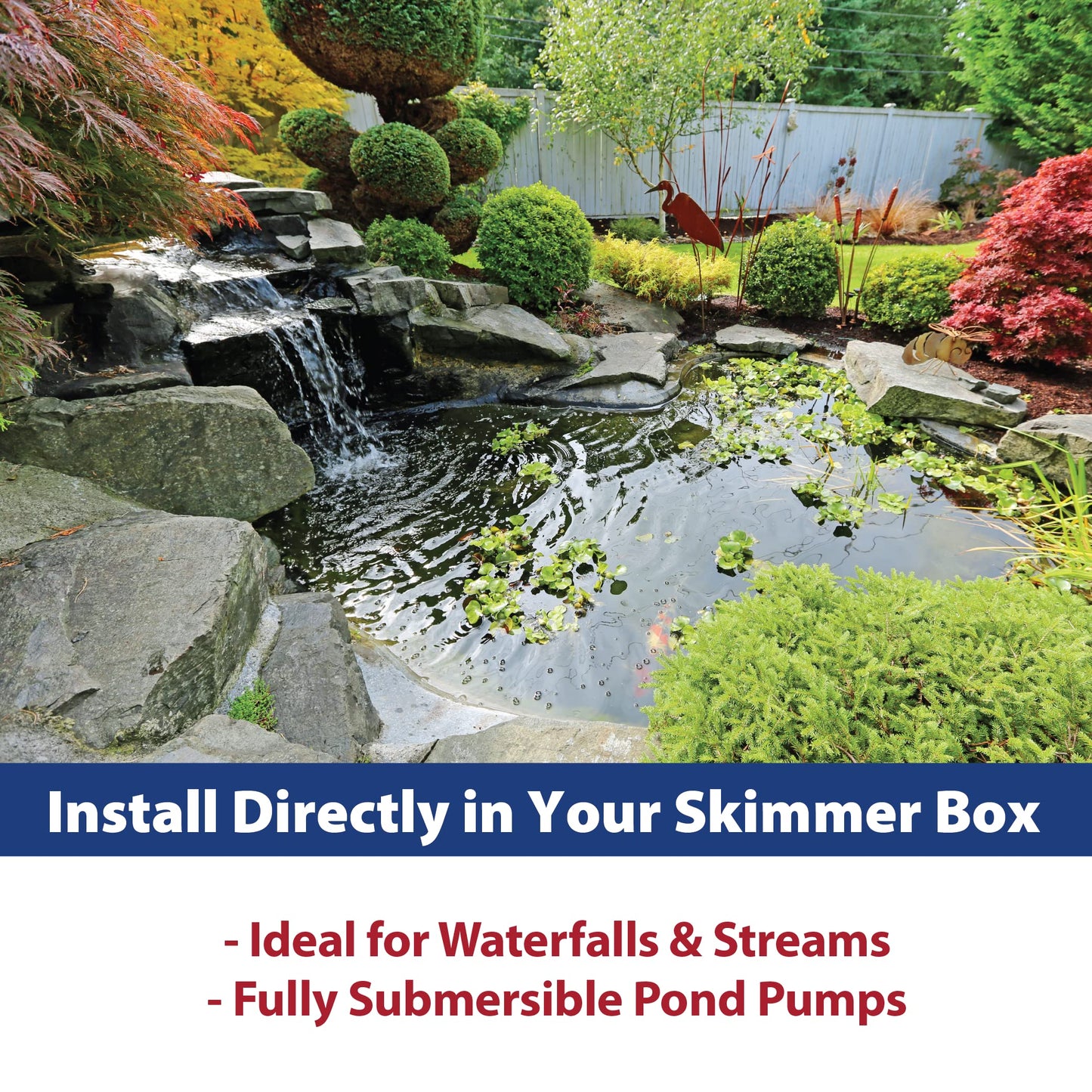The Pond Guy RapidFlo Submersible Outdoor Water Pump, Perfect for Ponds, Waterfalls, Streams, Hydroponics & Pondless Features, Easy Install, Energy Saving, Quiet, Powerful Flow, Asynchronous, 3000 GPH