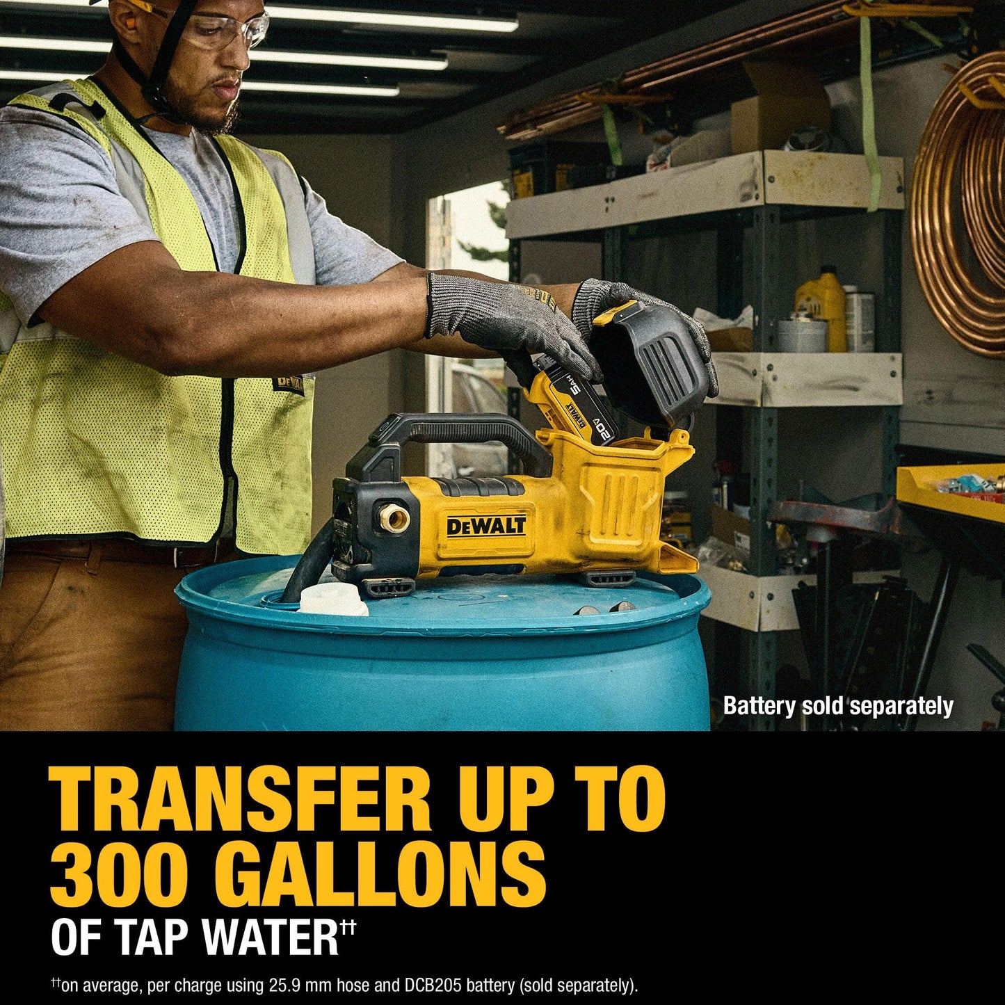 DEWALT 20V MAX Transfer Pump, 10 GPM, Powerful and Lightweight, Profesional Grade Versatility, Bare Tool Only (DCE050B)