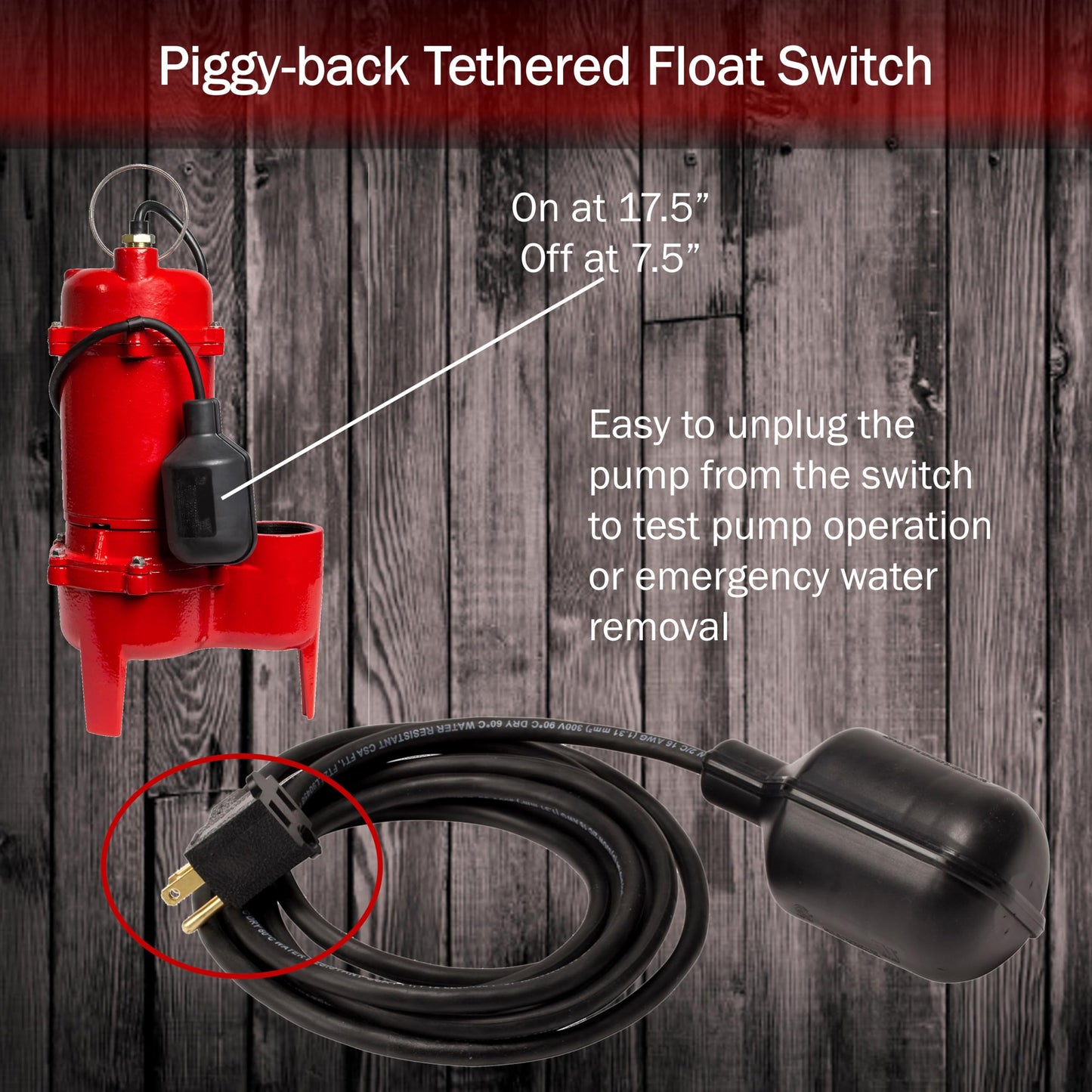 Red Lion RL-WCS50TA-24 1/2 HP 5600 GPH 115-Volt Cast Iron Sewage Pump and 24 x 24-inch Basin System, Red and Black, 14942756