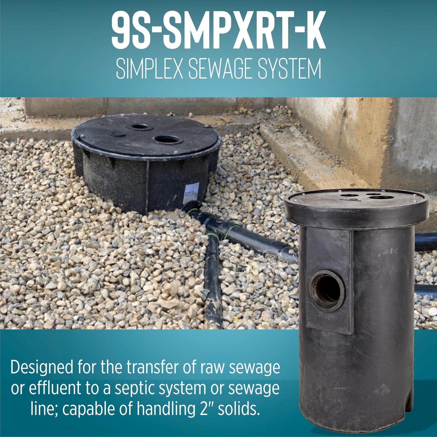Little Giant 9S-SMPXRT-K 4/10 HP, 115-Volt, 6000 GPH Pre-Packaged Simplex Sewage Basin/Pump System - Assembly Required, Black/Blue, 509074