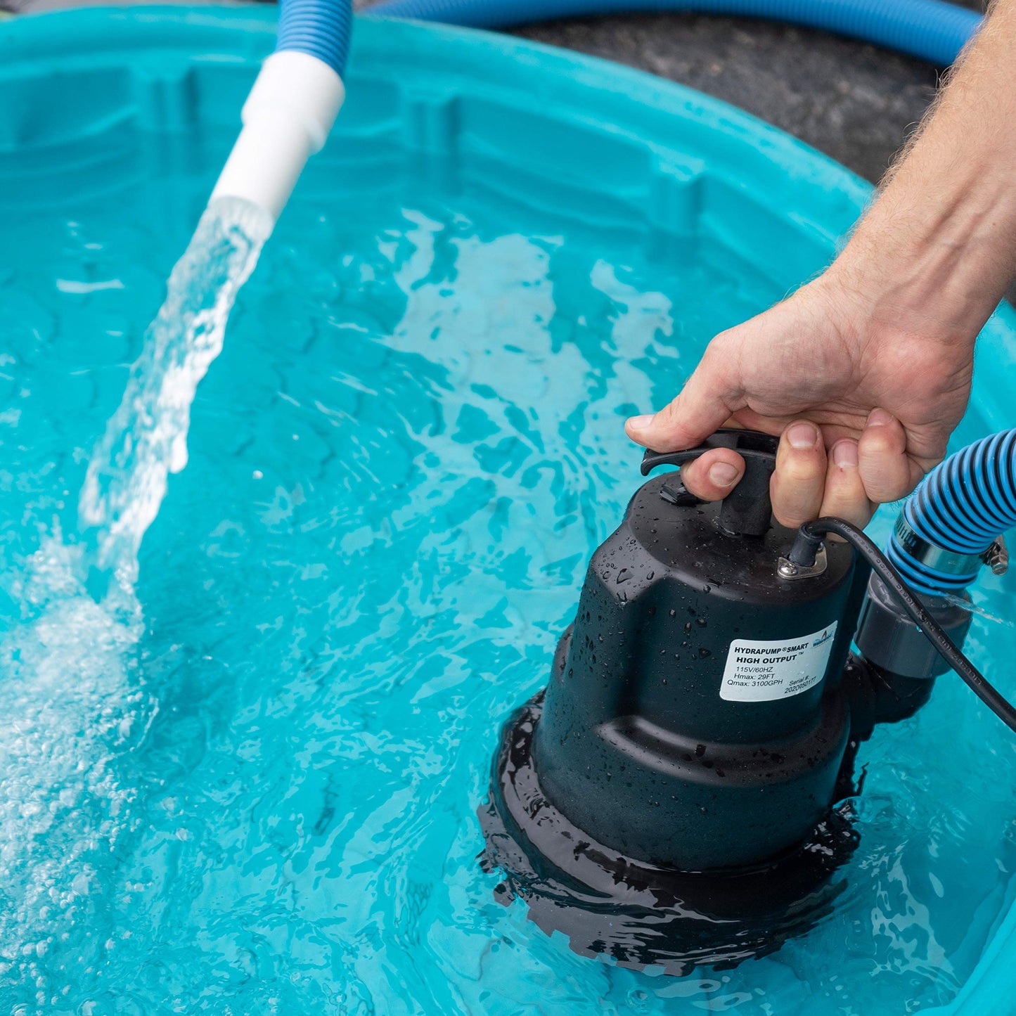 Watershed Innovations HydraPump Smart High Output Automatic Pump - Submersible Water Pump - Pool Cover Pump - Portable Electric Pump - HydraDetect Technology for Automatic Operation