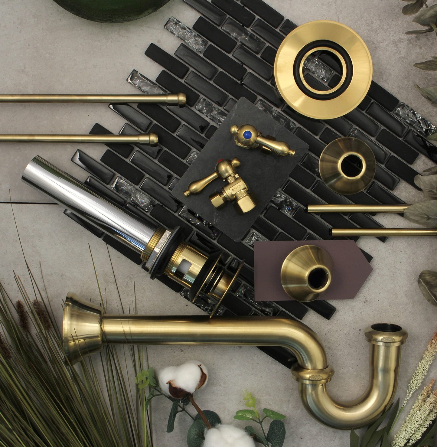 Kingston Brass CC43107VOKB30 Trimscape Traditional Plumbing Sink Trim Kit with P-Trap and Overflow Drain in Brushed Brass