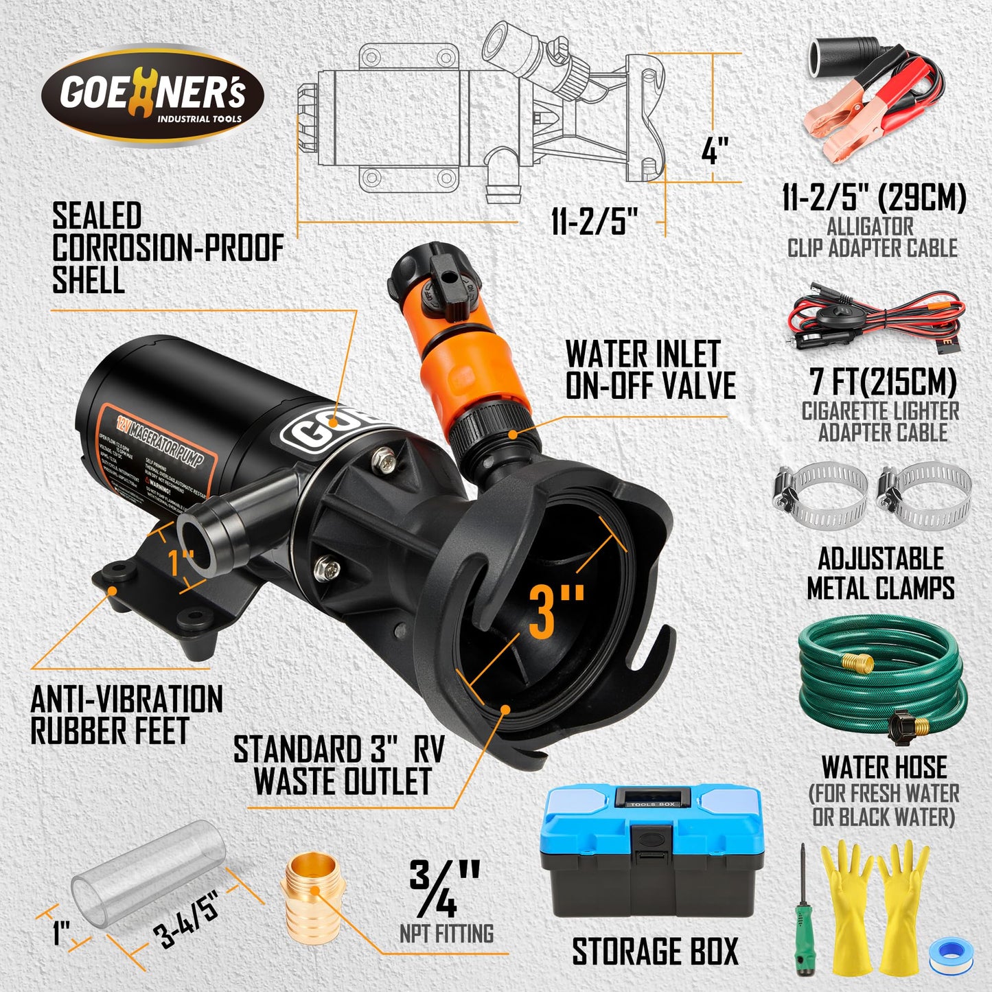 12V RV Portable Macerator Waste Pump for Sewage