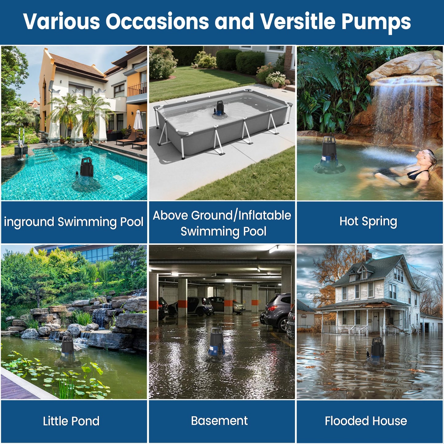 Cofiyard 1/2 HP Automatic Pool Cover Pump, 3148 GPH Submersible Water Pump for Pool Draining, Manual/Auto Pump with Adjustable Sensor for Above/In-Ground Pools, Hot Tubs, Basement Flooding, 25ft Cord
