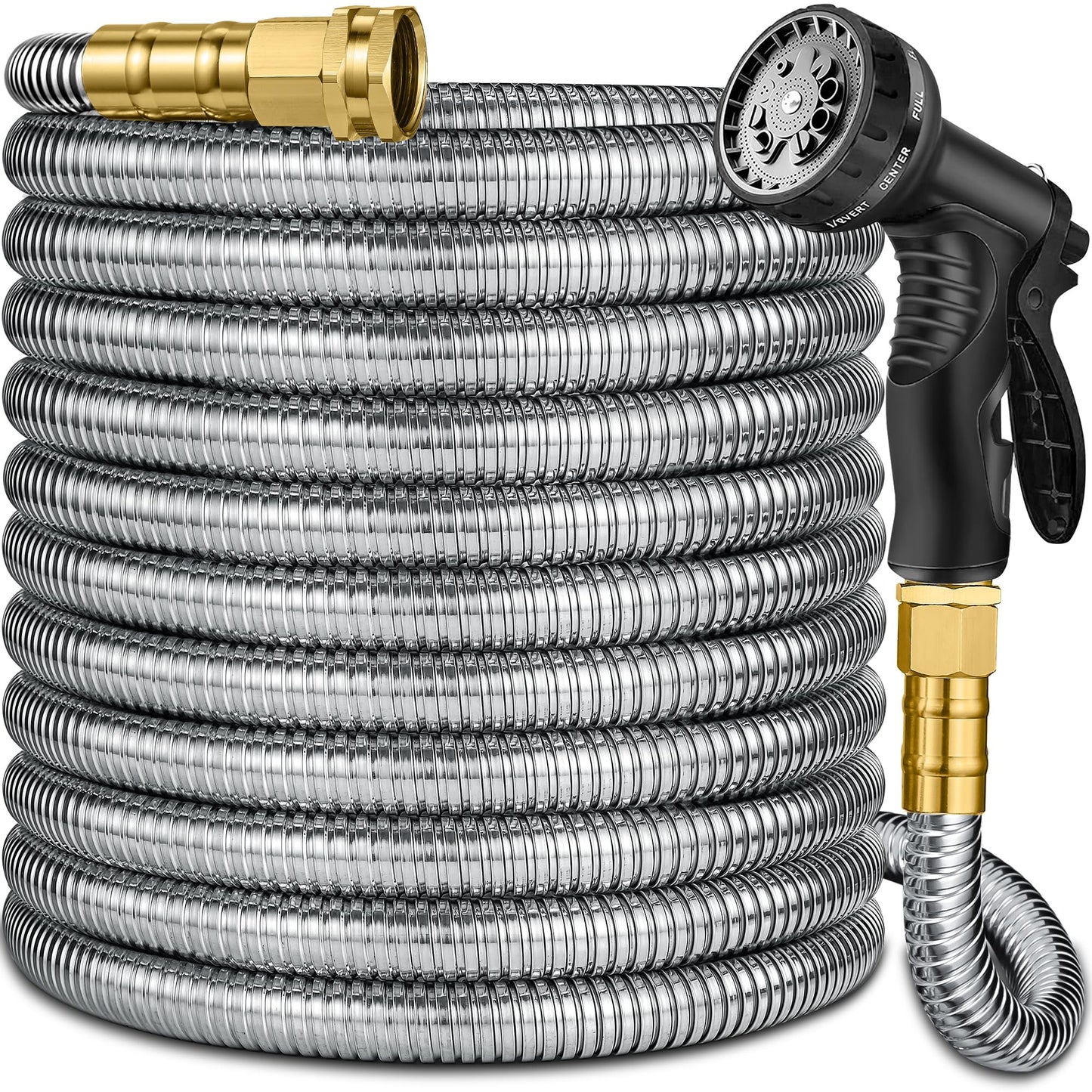 200 ft Stainless Steel Garden Hose - 2026 New Technology Metal Water Hoses with 3/4" Solid Brass Fitting - Lightweight,Ultra Flexible,Durable,Kink-Less Watering Pipes Hoses For Yard, Outdoor