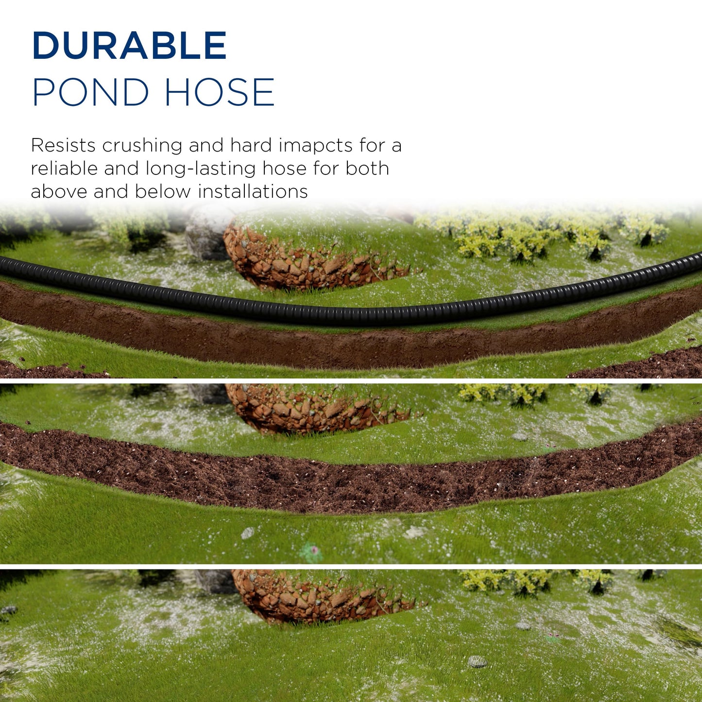 Alpine Corporation 50' Flexible PVC Water Pump Hose with 2-Inch Diameter for S-40 Fittings