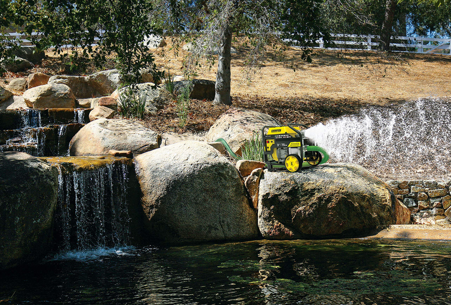 Champion Power Equipment 3-Inch Gas-Powered Semi-Trash Water Transfer Pump with Hose and Wheel Kit